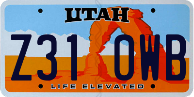 UT license plate Z310WB