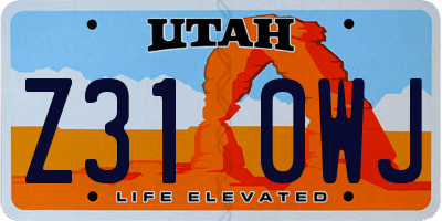 UT license plate Z310WJ