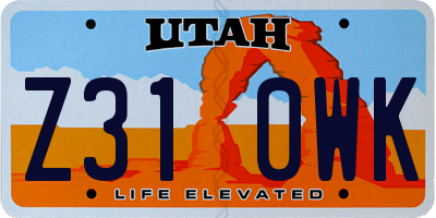 UT license plate Z310WK