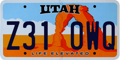 UT license plate Z310WQ