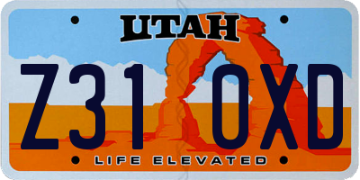 UT license plate Z310XD