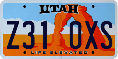 UT license plate Z310XS