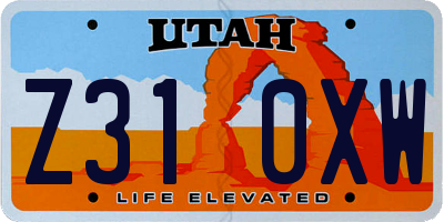 UT license plate Z310XW