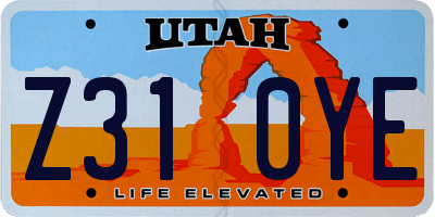 UT license plate Z310YE