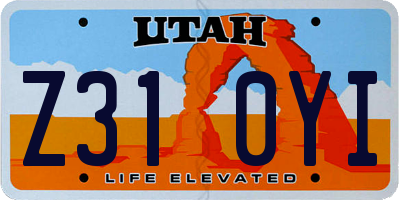 UT license plate Z310YI