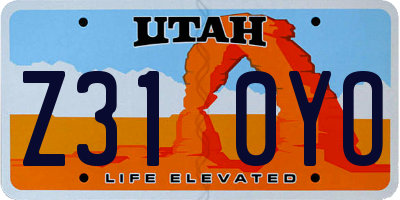 UT license plate Z310YO