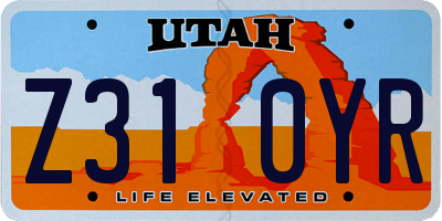 UT license plate Z310YR