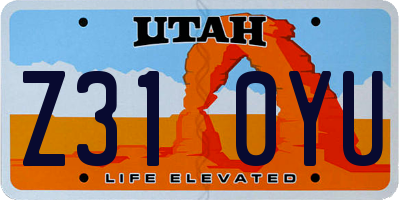 UT license plate Z310YU
