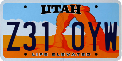 UT license plate Z310YW