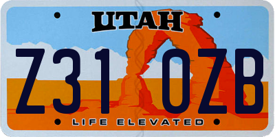 UT license plate Z310ZB