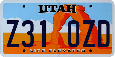 UT license plate Z310ZD