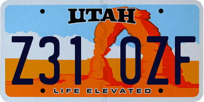 UT license plate Z310ZF