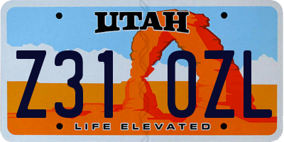UT license plate Z310ZL