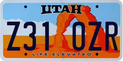 UT license plate Z310ZR
