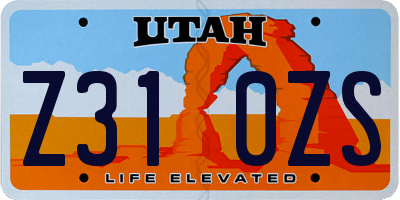 UT license plate Z310ZS