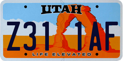 UT license plate Z311AF