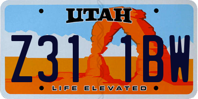 UT license plate Z311BW