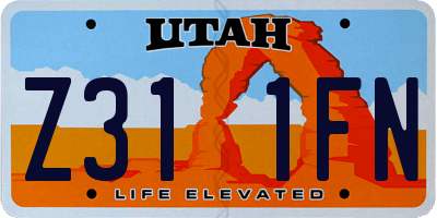 UT license plate Z311FN