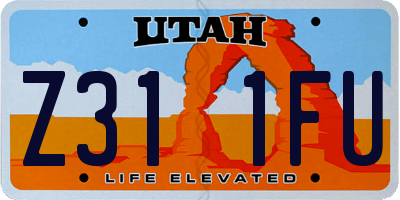 UT license plate Z311FU