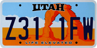 UT license plate Z311FW
