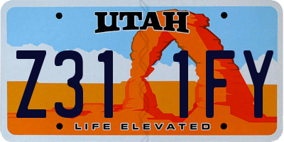 UT license plate Z311FY