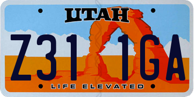 UT license plate Z311GA