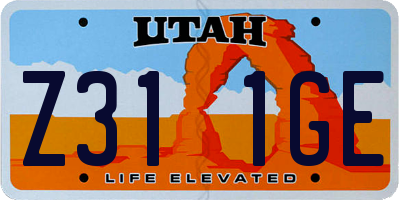 UT license plate Z311GE