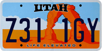 UT license plate Z311GY