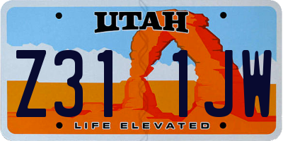 UT license plate Z311JW