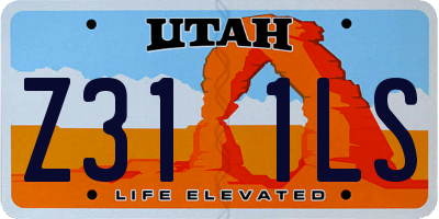 UT license plate Z311LS