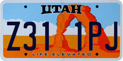 UT license plate Z311PJ