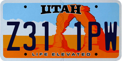 UT license plate Z311PW