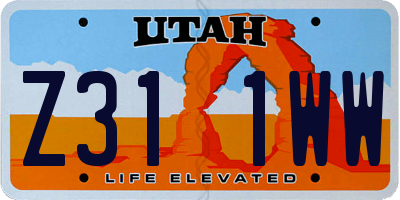 UT license plate Z311WW