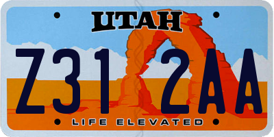UT license plate Z312AA