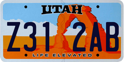 UT license plate Z312AB