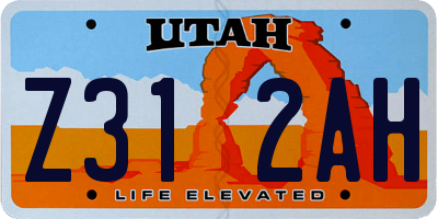 UT license plate Z312AH