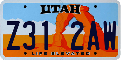 UT license plate Z312AW