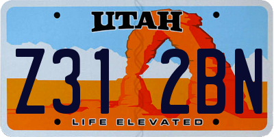 UT license plate Z312BN