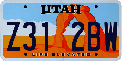 UT license plate Z312BW