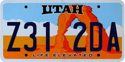 UT license plate Z312DA
