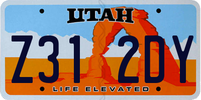 UT license plate Z312DY
