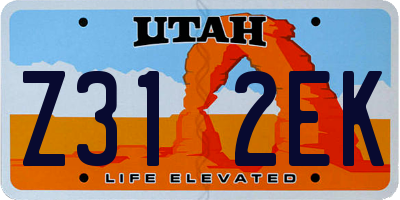 UT license plate Z312EK