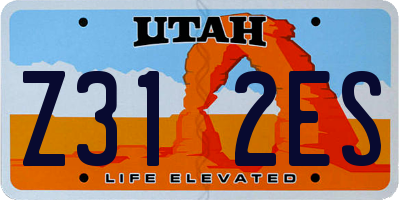 UT license plate Z312ES