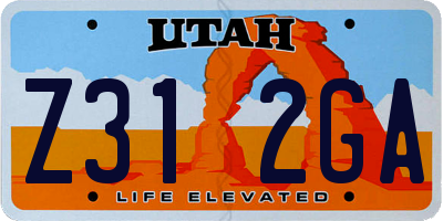 UT license plate Z312GA