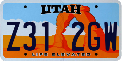 UT license plate Z312GW
