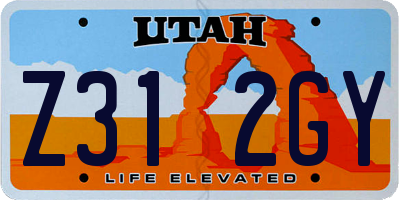 UT license plate Z312GY