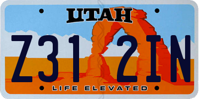 UT license plate Z312IN