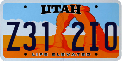 UT license plate Z312IO