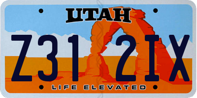 UT license plate Z312IX