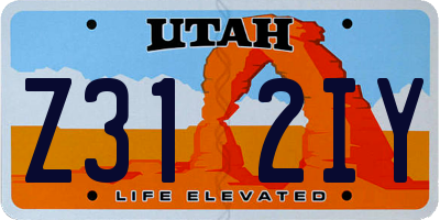 UT license plate Z312IY